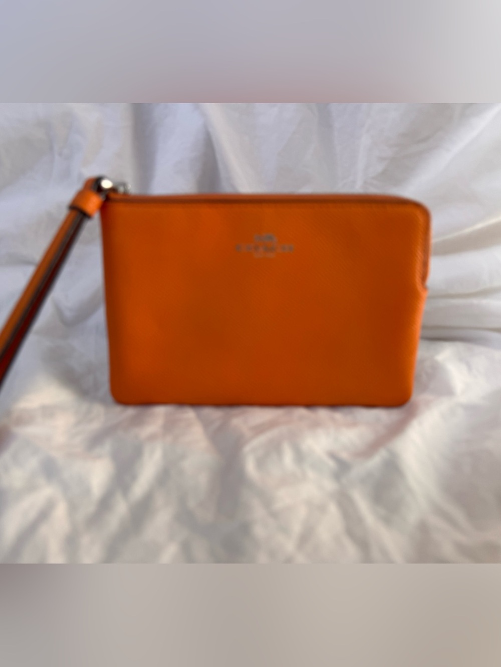 Coach Corner Zip Wristlet in Bright Mandarin